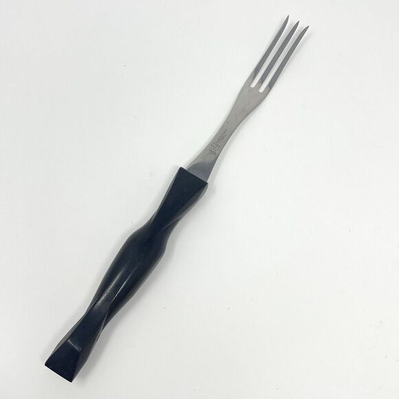 Cutco 1726 Stainless Steel Turning Meat Fork 3 Prong 11" Black Plastic Handle - Picture 1 of 7